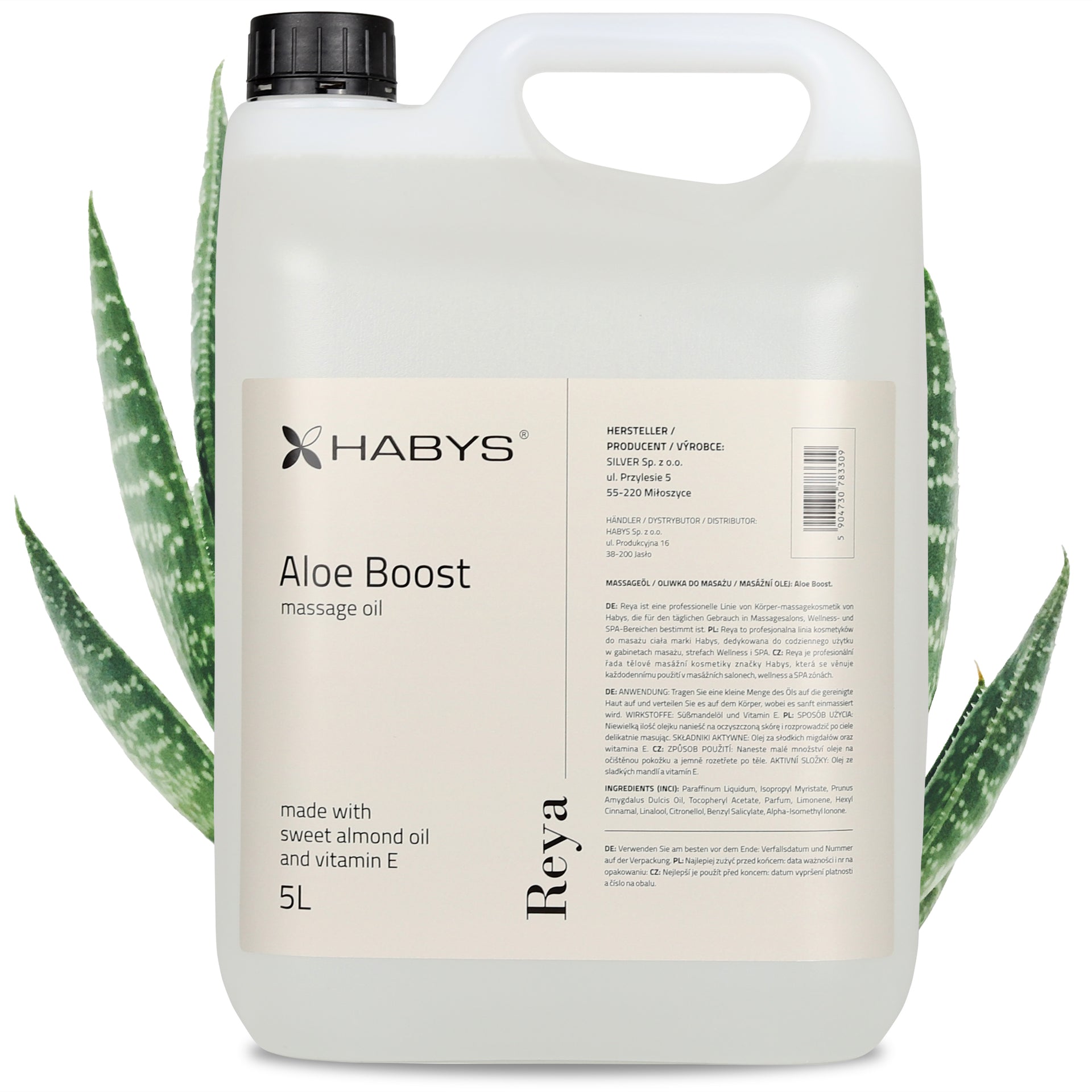 Massage Oil, Aloe Boost, HABYS 5000 ml